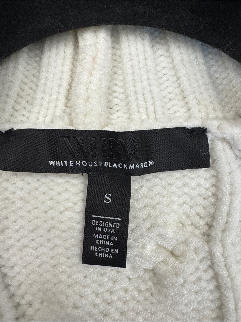 White House Black Market Ivory Cable-Knit Cropped Shawl Cardigan - Picture 3 of 5